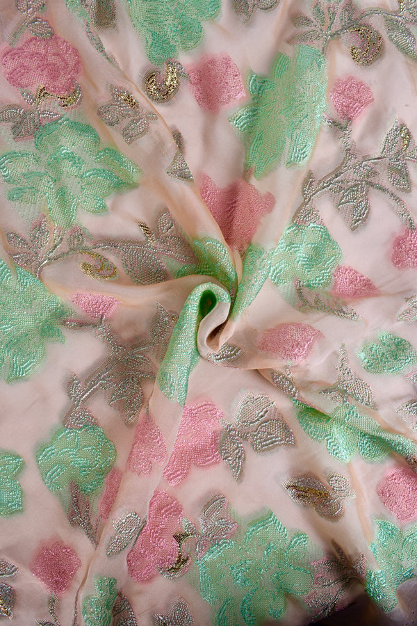 Chiffon fil coupè di seta e viscosa motivo floreale Chiffon fil coupè di seta e viscosa motivo floreale