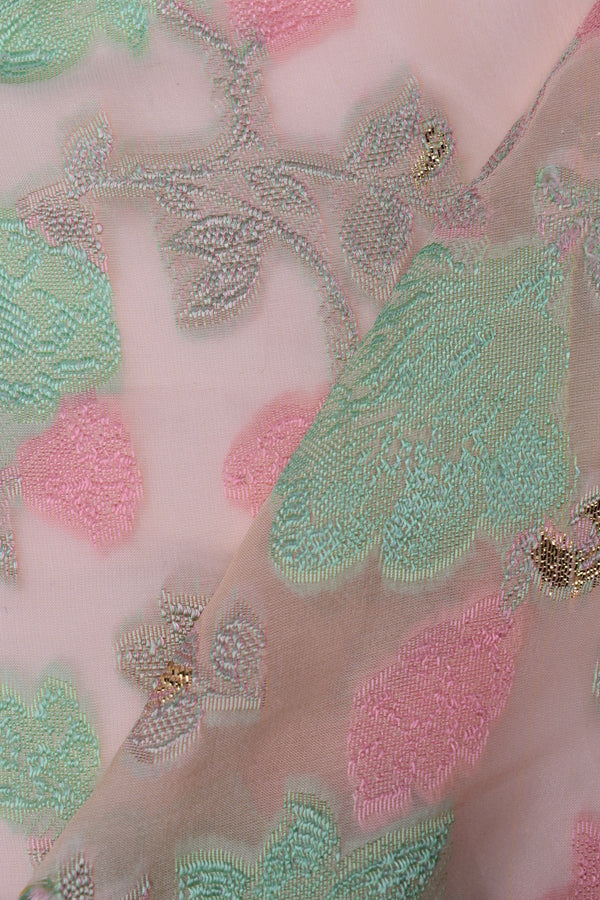 Chiffon silk and viscose fil coupé floral pattern Chiffon silk and viscose fil coupé floral pattern