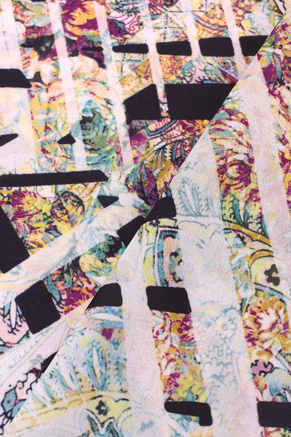 Chiffon sintetico bi-elastico fantasia floreale Chiffon sintetico bi-elastico fantasia floreale