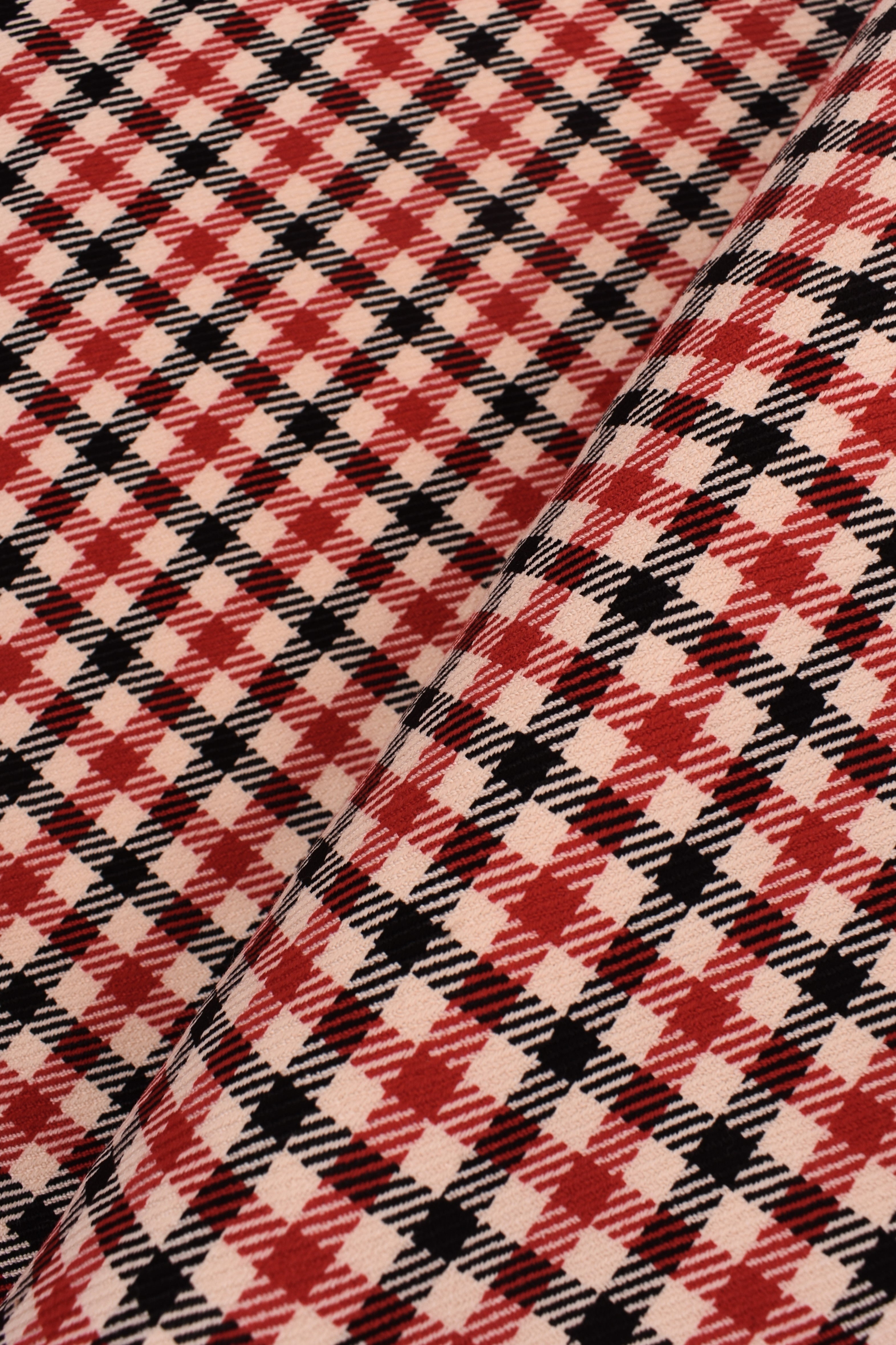 Jacquard stretch viscose blend check pattern