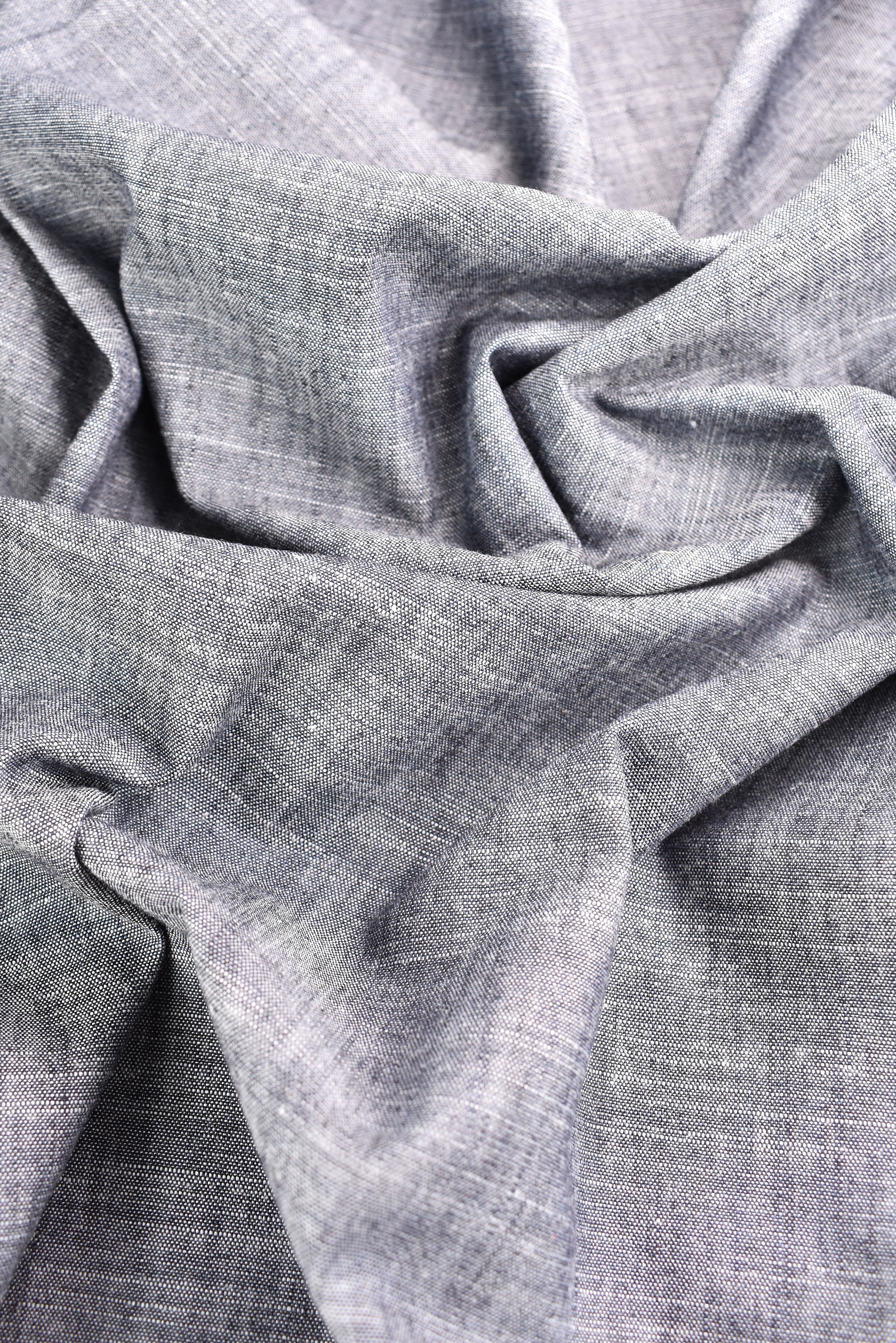 Tela misto lino e cotone effetto denim