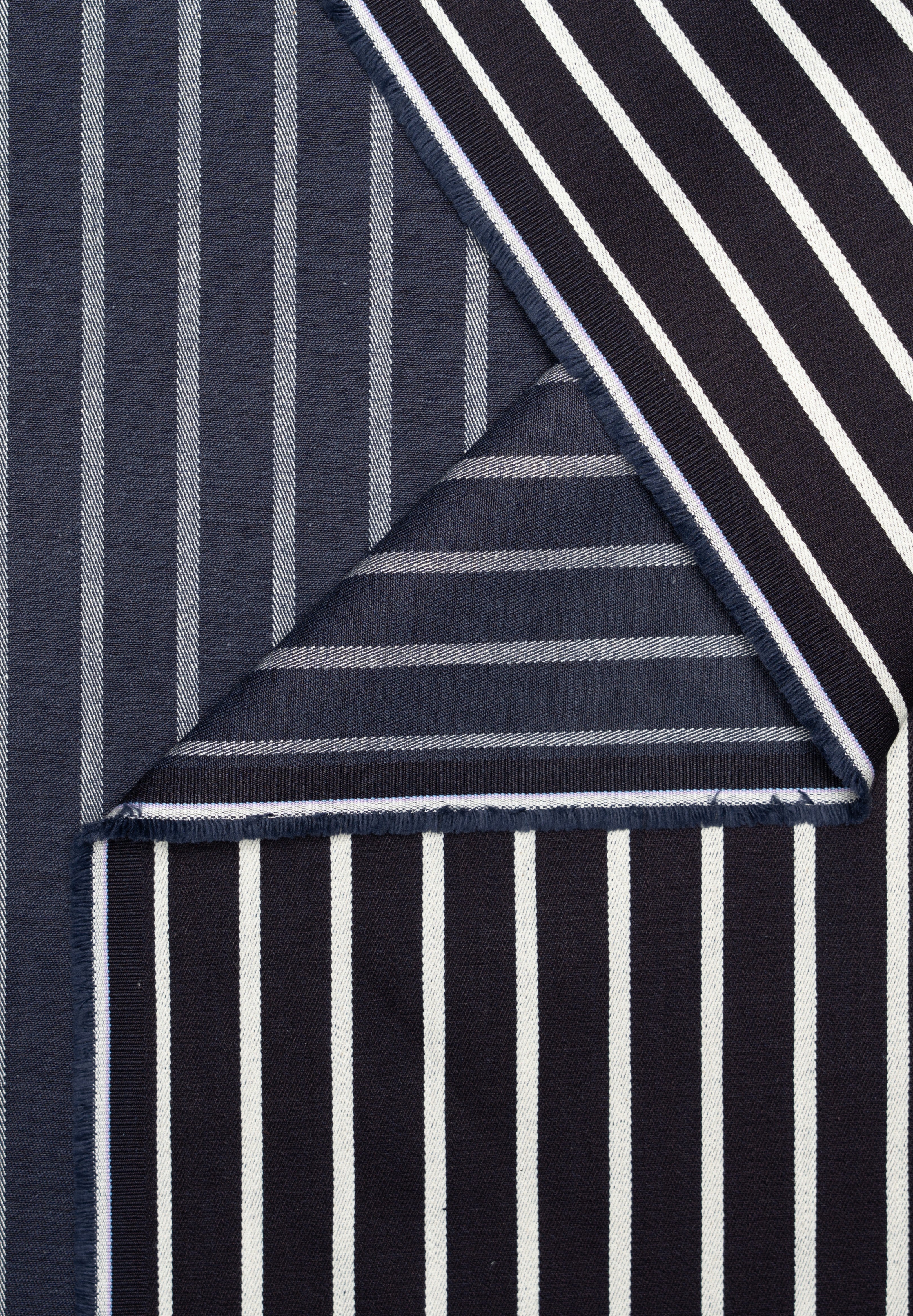 Denim stretch cotton fabric with striped pattern - 10.3 oz