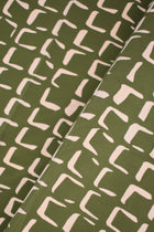 Jersey di viscosa stampato fantasia geometrica elasticizzato, Verde, 95% Viscosa - 5% Elastan