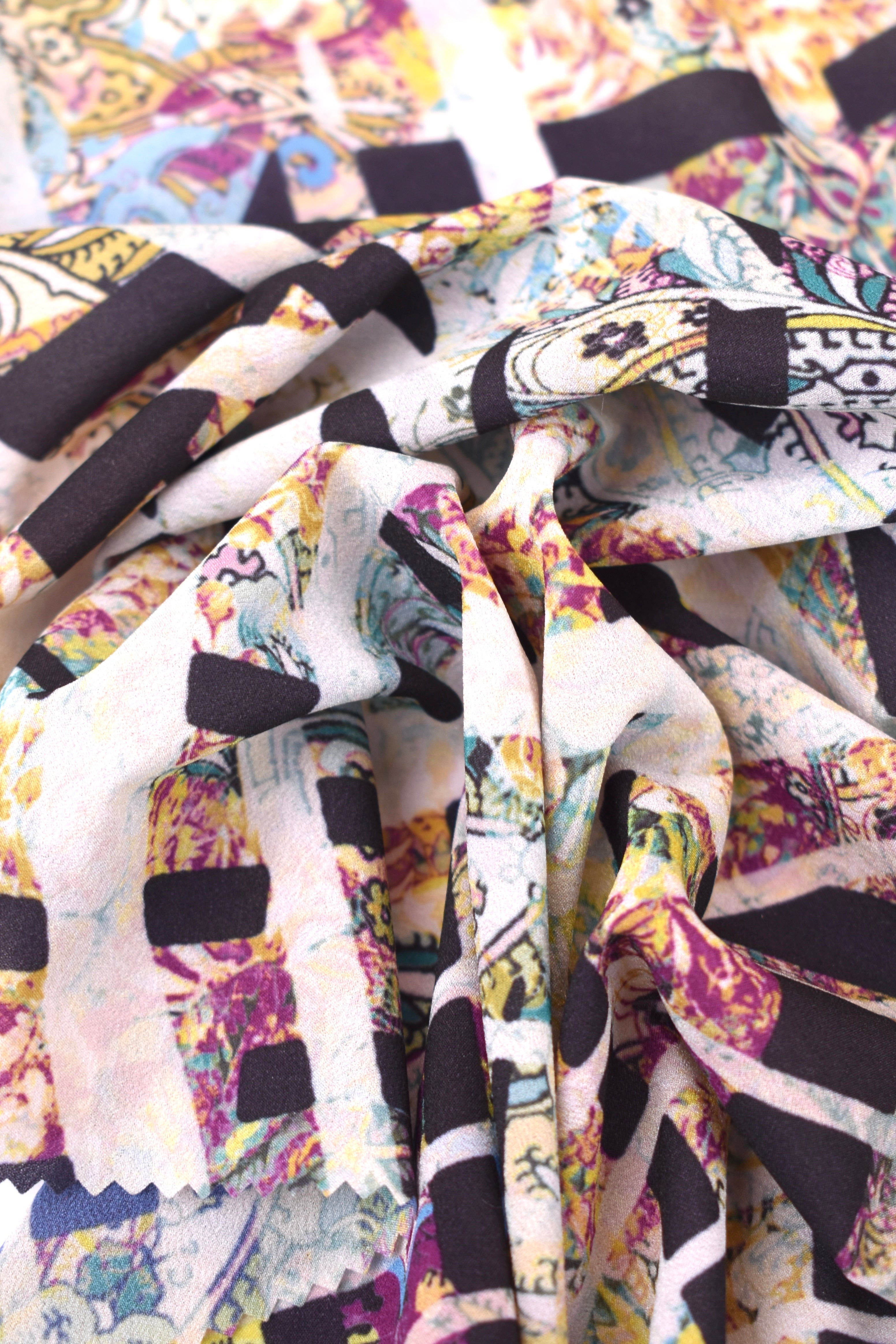 Chiffon sintetico bi-elastico fantasia floreale