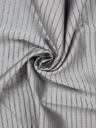 Jacquard Rayas Plata metalizado, 66% Poliéster - 14% Fibra metálica - 12% Seda - 8% Nailon