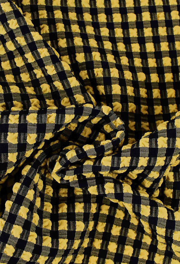 Bi-elastic vichy seersucker