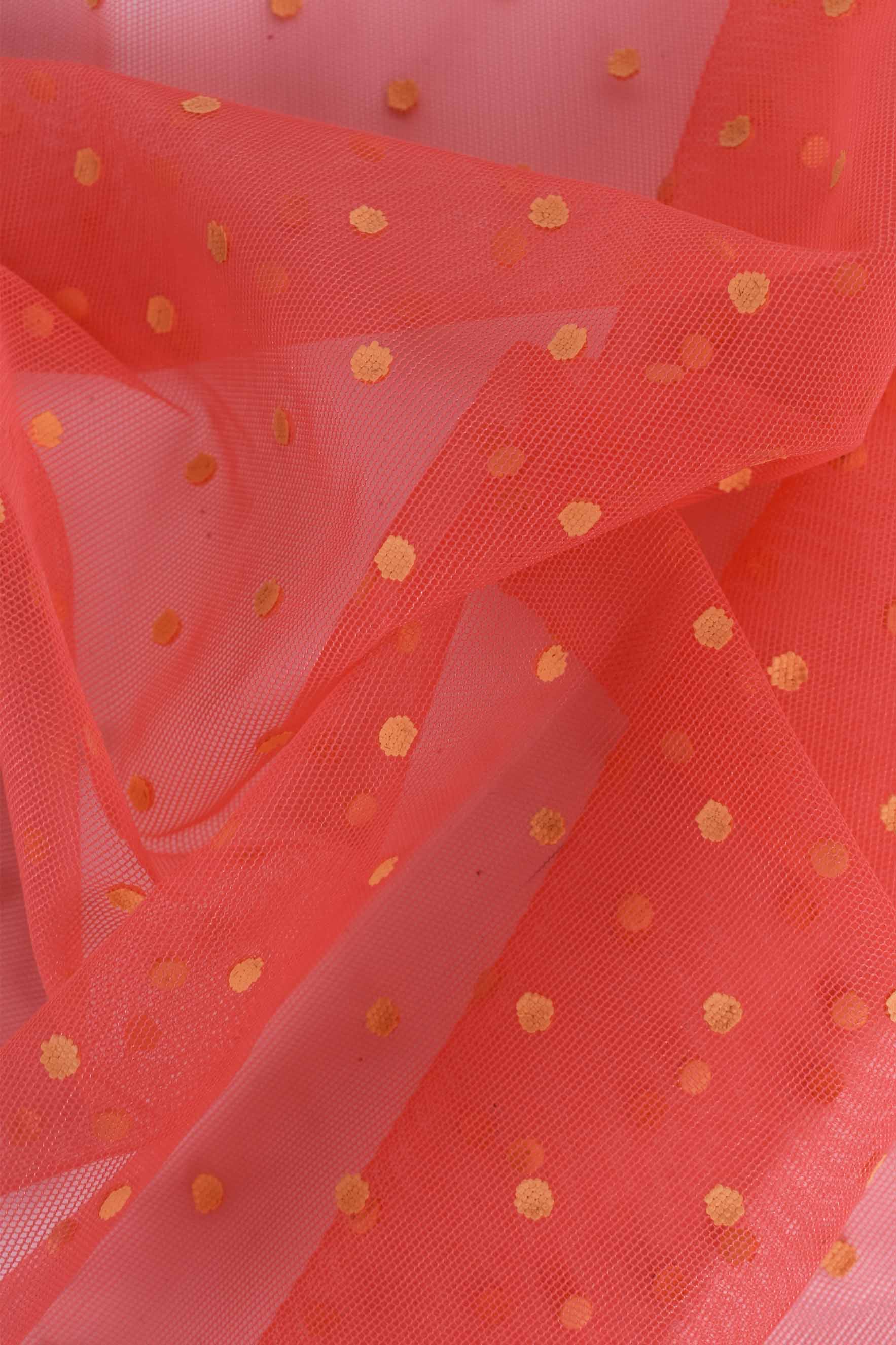 Tulle à pois corail