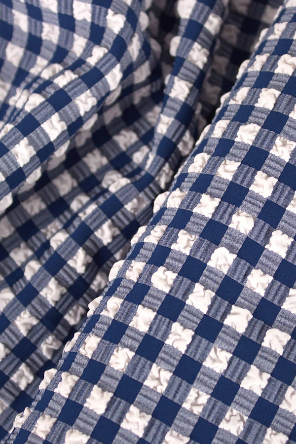 Bi-elastic vichy seersucker