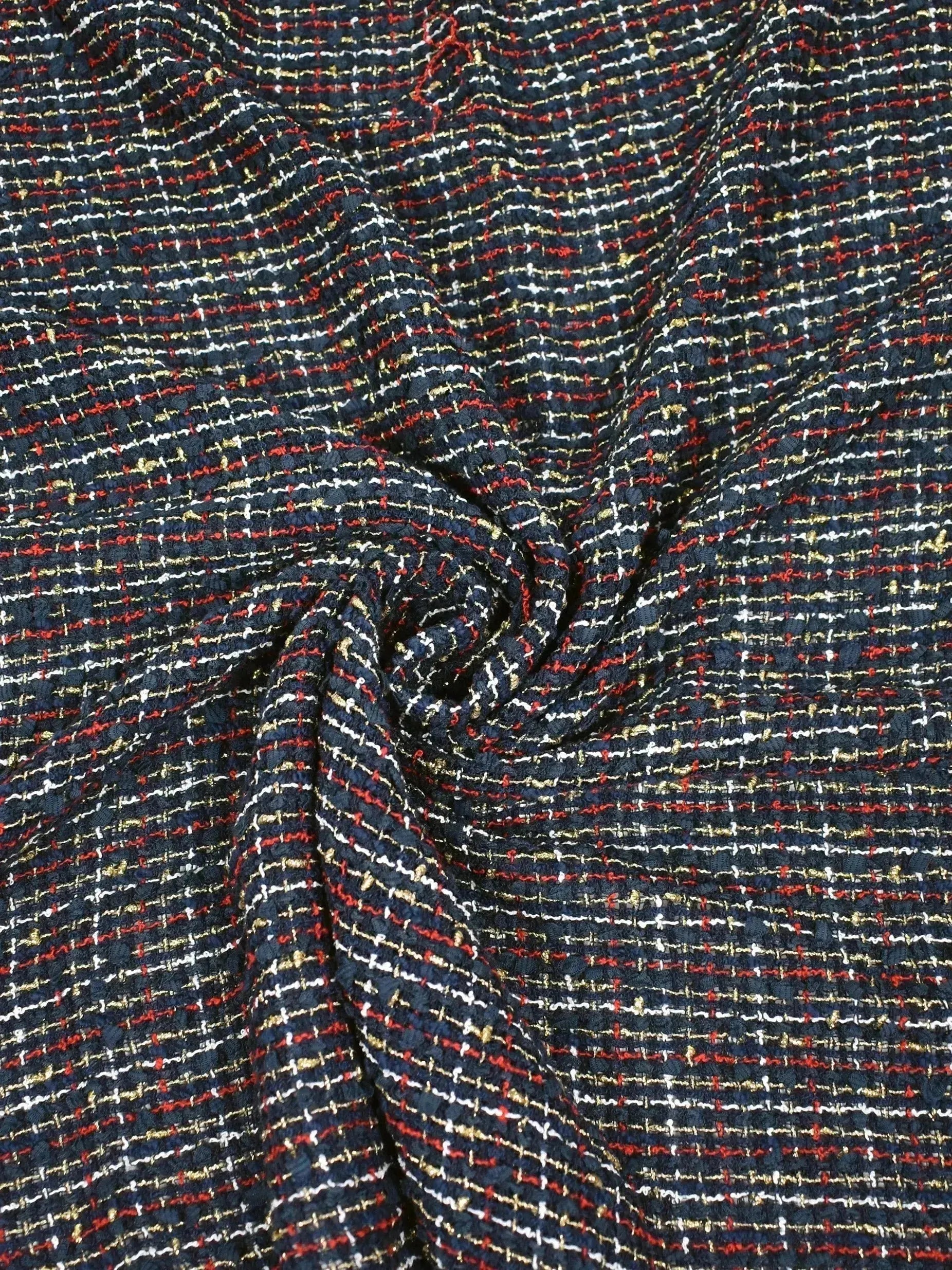 Mezcla de tweed de algodón y lúrex azul Mezcla de tweed de algodón y lúrex azul