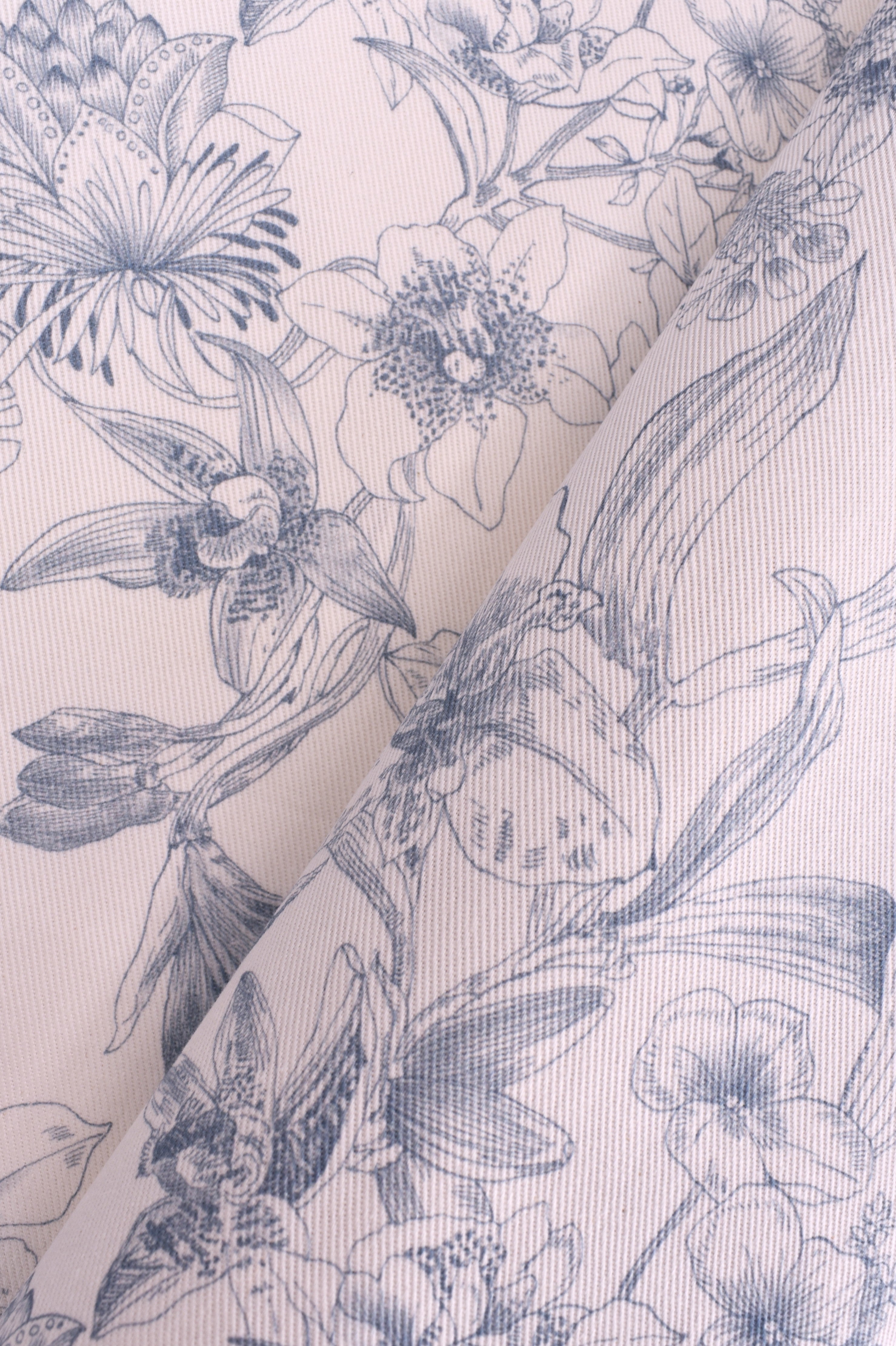 Stretch-Denim aus Baumwolle mit Blumendruck