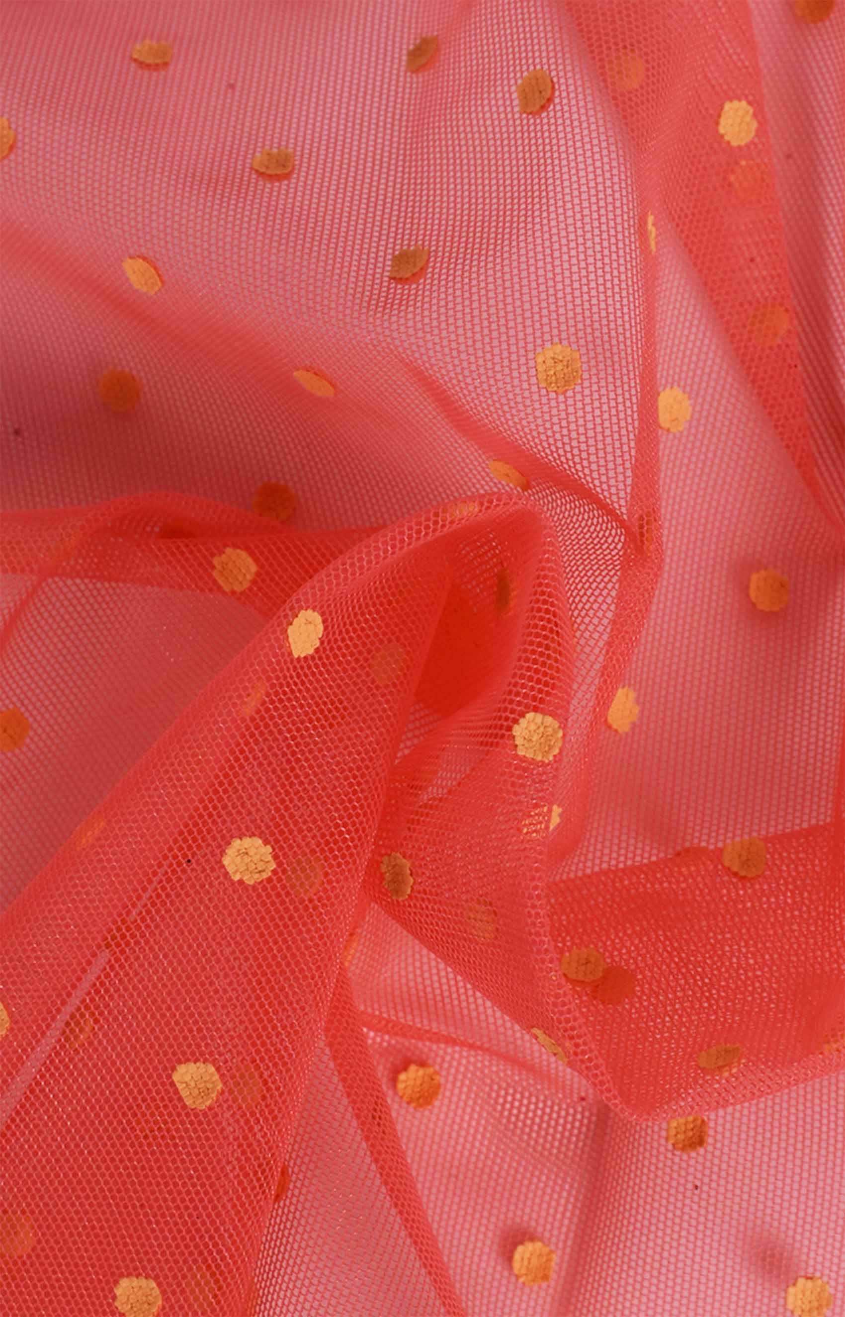 Tulle a pois corallo